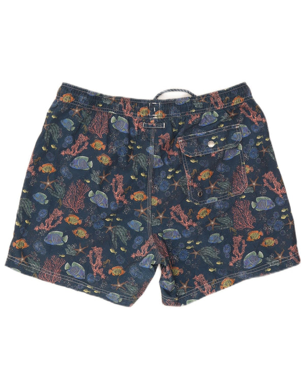 John Lewis Herren-Badeshorts mit abstraktem Muster, groß, marineblaues Polyester