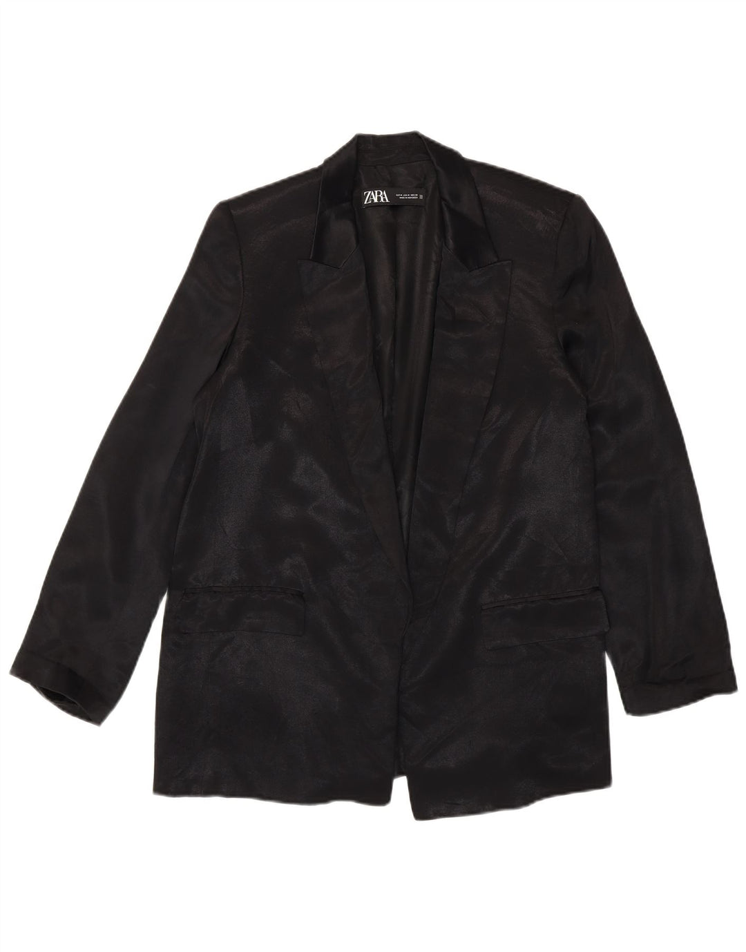 Offene Blazerjacke für Damen von Zara, UK 14, mittlere schwarze Viskose