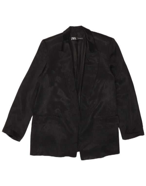 Offene Blazerjacke für Damen von Zara, UK 14, mittlere schwarze Viskose