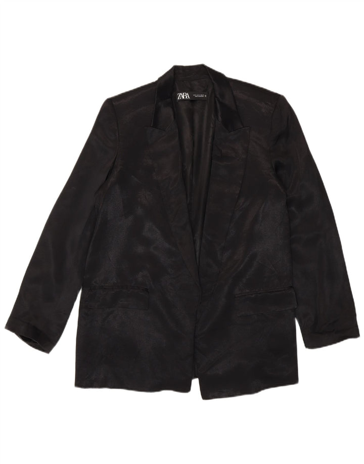 Offene Blazerjacke für Damen von Zara, UK 14, mittlere schwarze Viskose