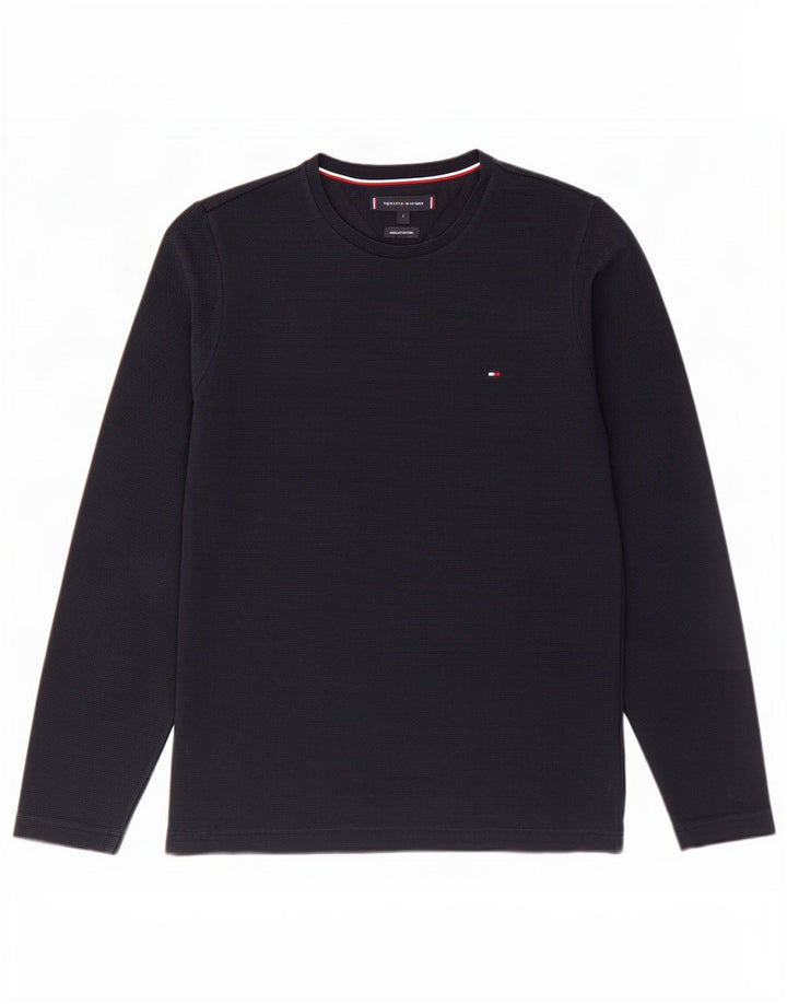 Tommy Hilfiger Herren-Top, langärmelig, klein, marineblau, Baumwolle