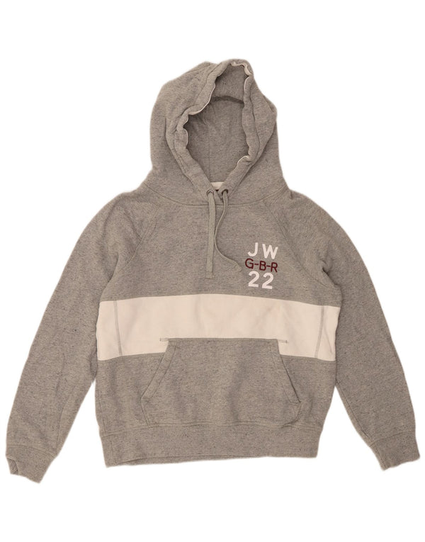 JACK WILLS Damen-Kapuzenpullover mit Grafik, UK 12, Mittelgrau, Farbblock