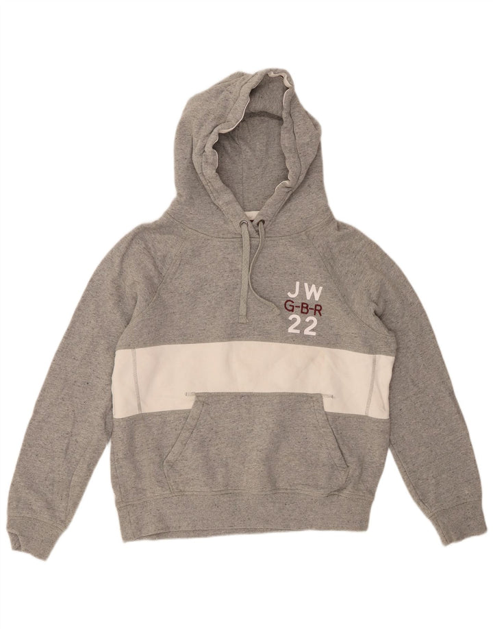 JACK WILLS Damen-Kapuzenpullover mit Grafik, UK 12, Mittelgrau, Farbblock