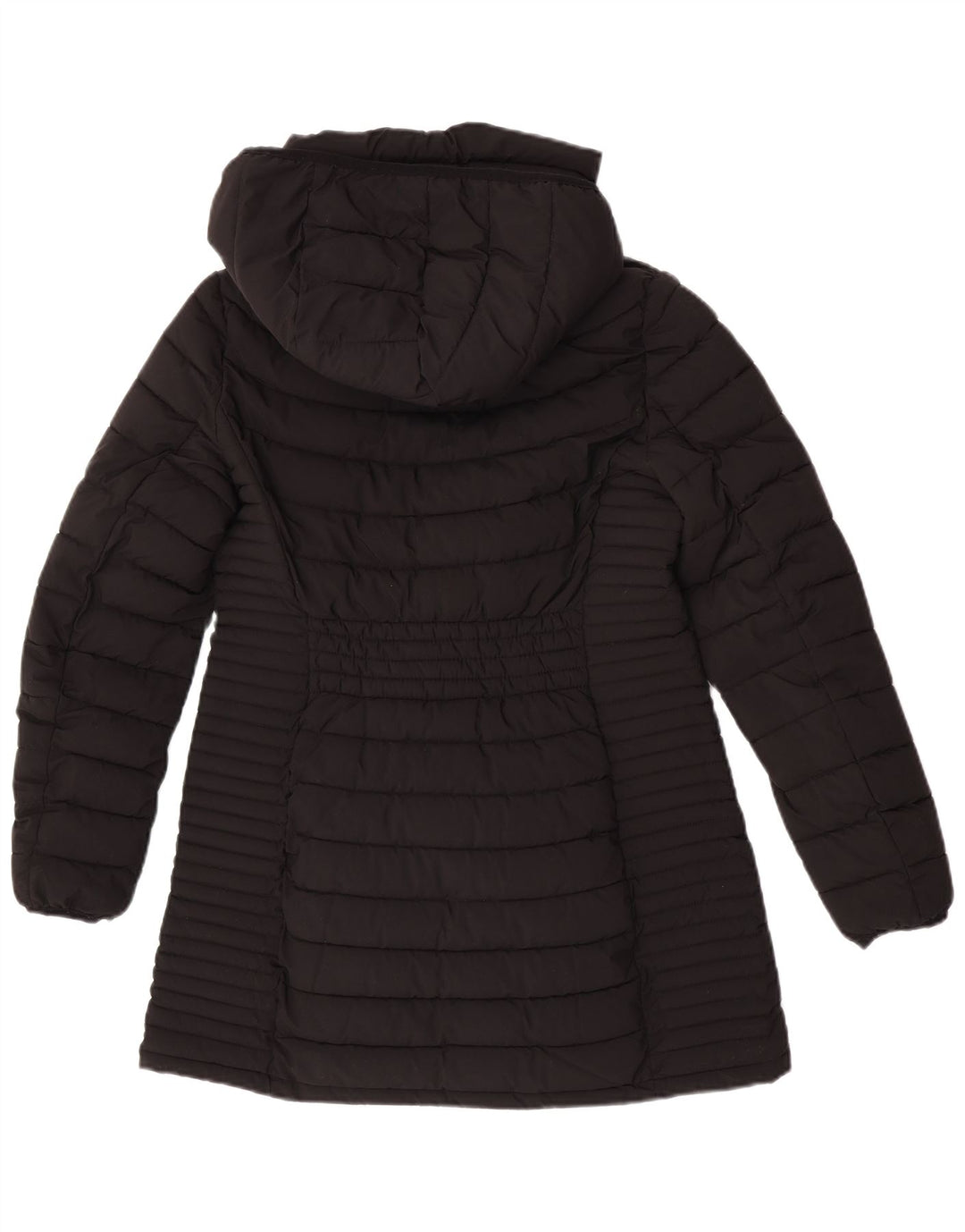 Dkny Womens Hooded Wattierter Mantel UK 12 Mittelschwarzes Polyester