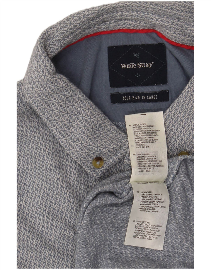 White Stuff Herren-Poloshirt, groß, blaue Ikat-Baumwolle