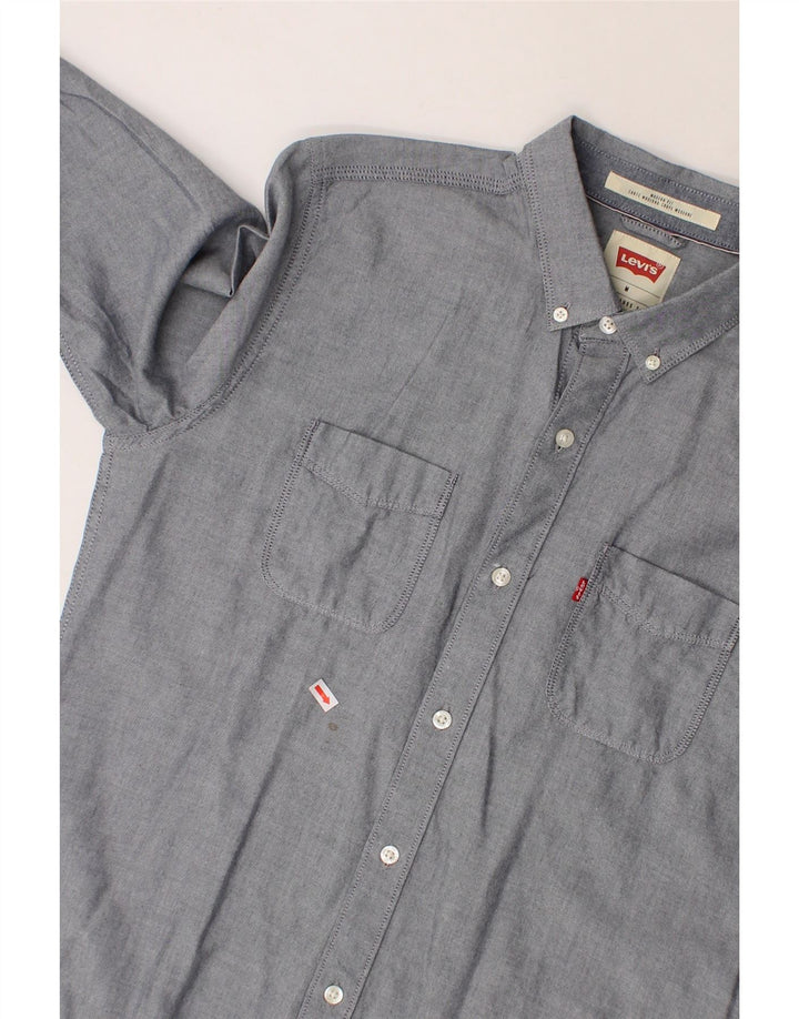 LEVI'S Mens Modern Fit Shirt Medium Grey Cotton Vintage Levi's and Second-Hand Levi's from Messina Hembry 