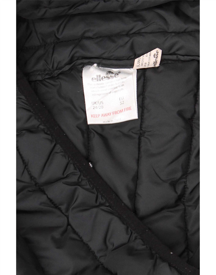 Ellesse Wattierte Damenjacke mit Kapuze, UK 24 4XL, schwarzes Polyester