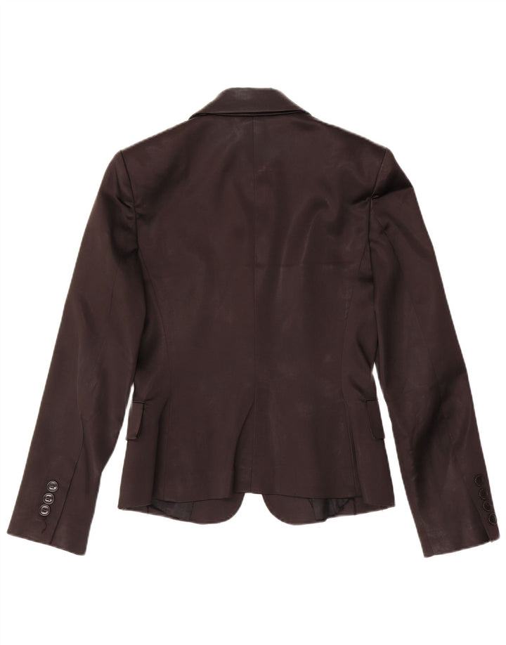 Luisa Spagnoli Damen 1-Knopf-Blazerjacke IT 42 Mittelschwarzes Acetat