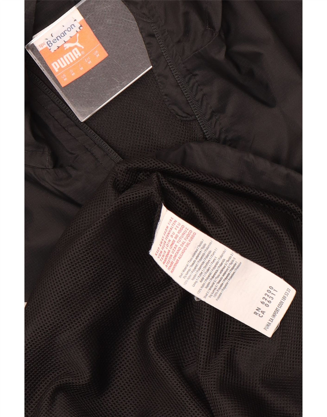 PUMA Herren-Regenjacke mit Kapuze, UK 38, mittelschwarzes Nylon