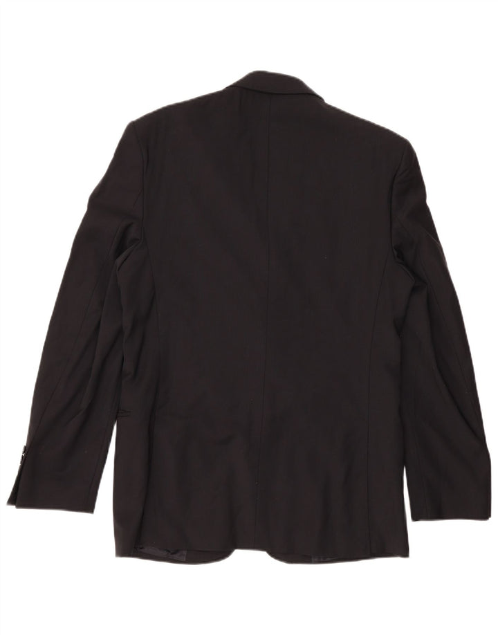 Zara Herren-Blazerjacke mit 2 Knöpfen, EU 46, kleine marineblaue Wolle