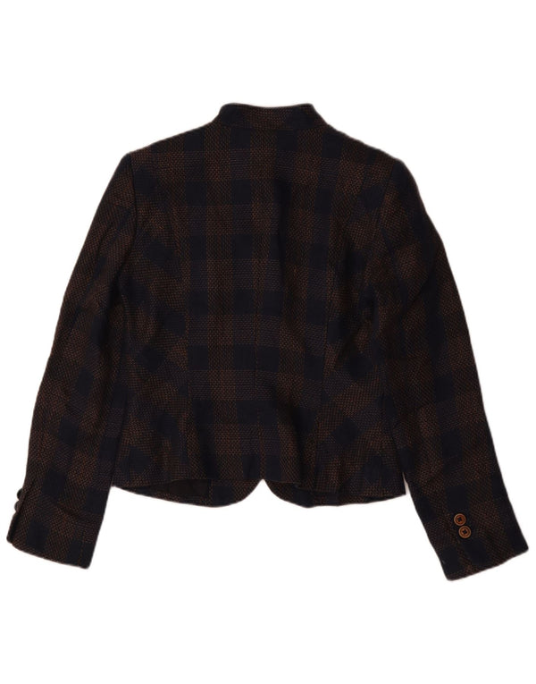 Brooks Brothers Damen Crop Blazer Jacke US 4 Small Marineblau kariert