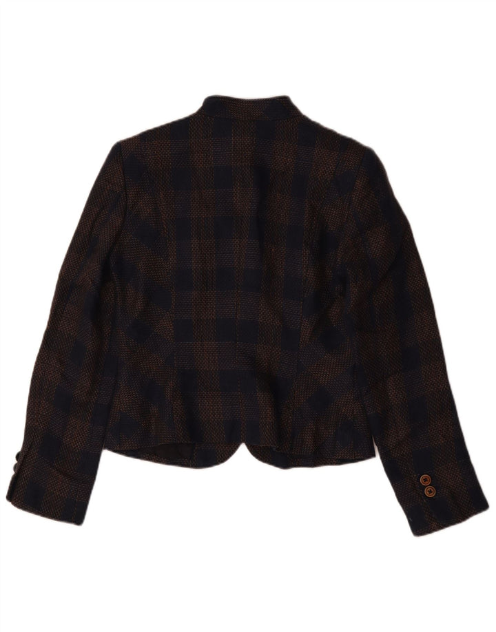 Brooks Brothers Damen Crop Blazer Jacke US 4 Small Marineblau kariert