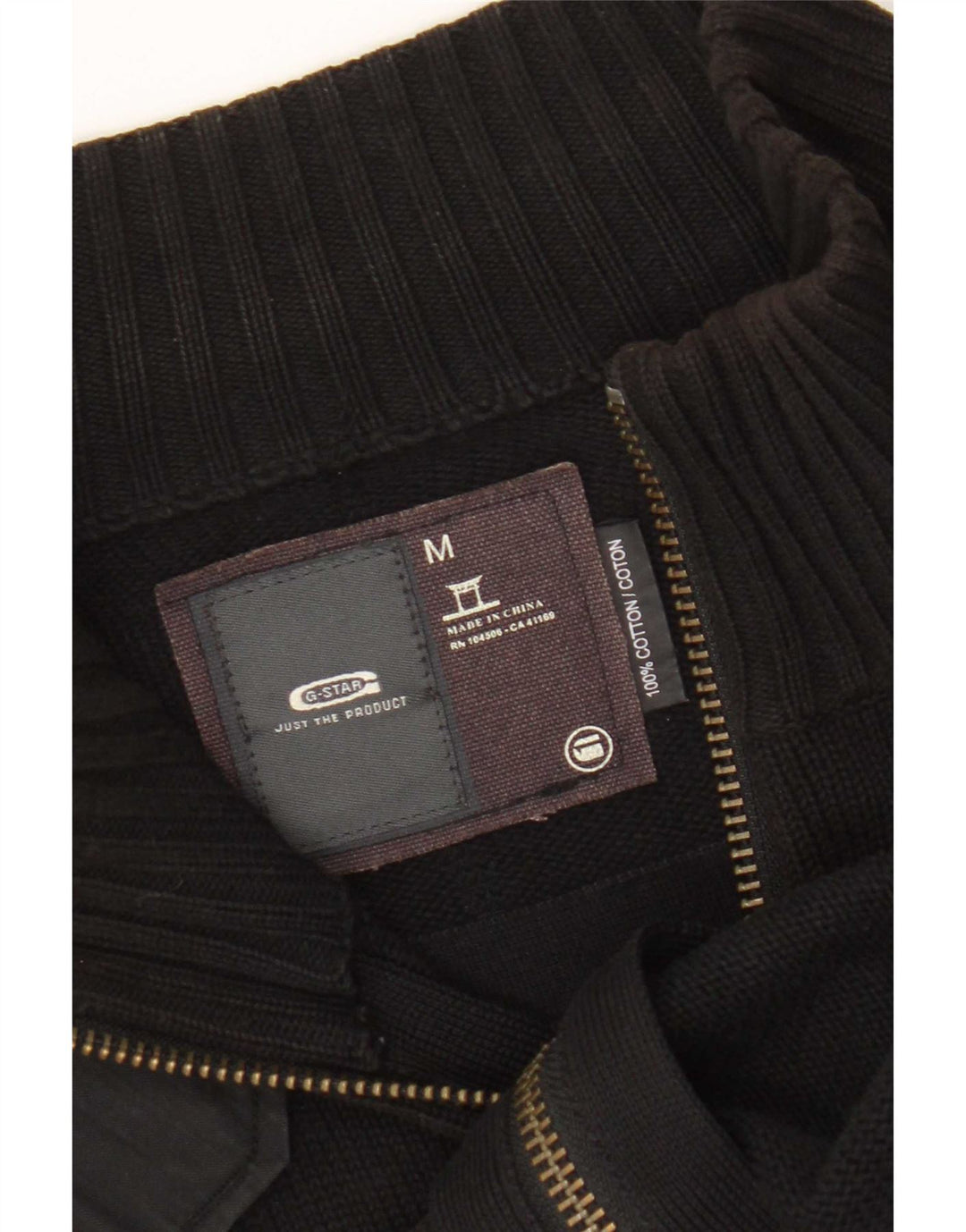 G-Star Herren-Cardigan mit durchgehendem Reißverschluss, mittelschwarz, Baumwolle