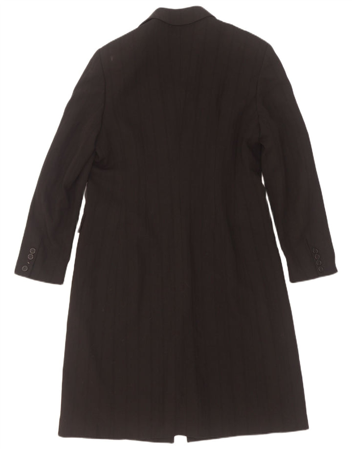Marella Damenmantel UK 12 Mittelschwarz gestreifte Wolle