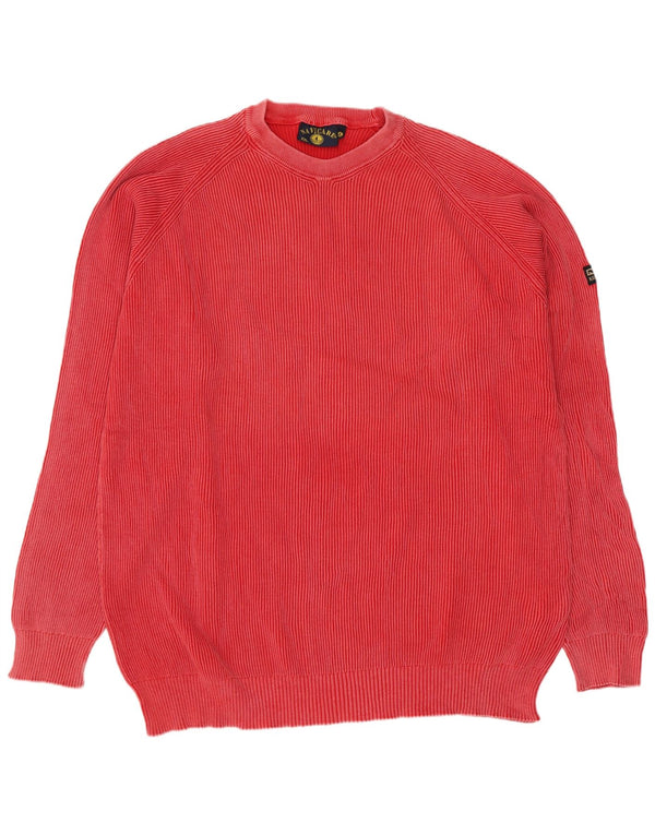 Navigare Herren-Pullover mit Rundhalsausschnitt, 2XL, rote Baumwolle