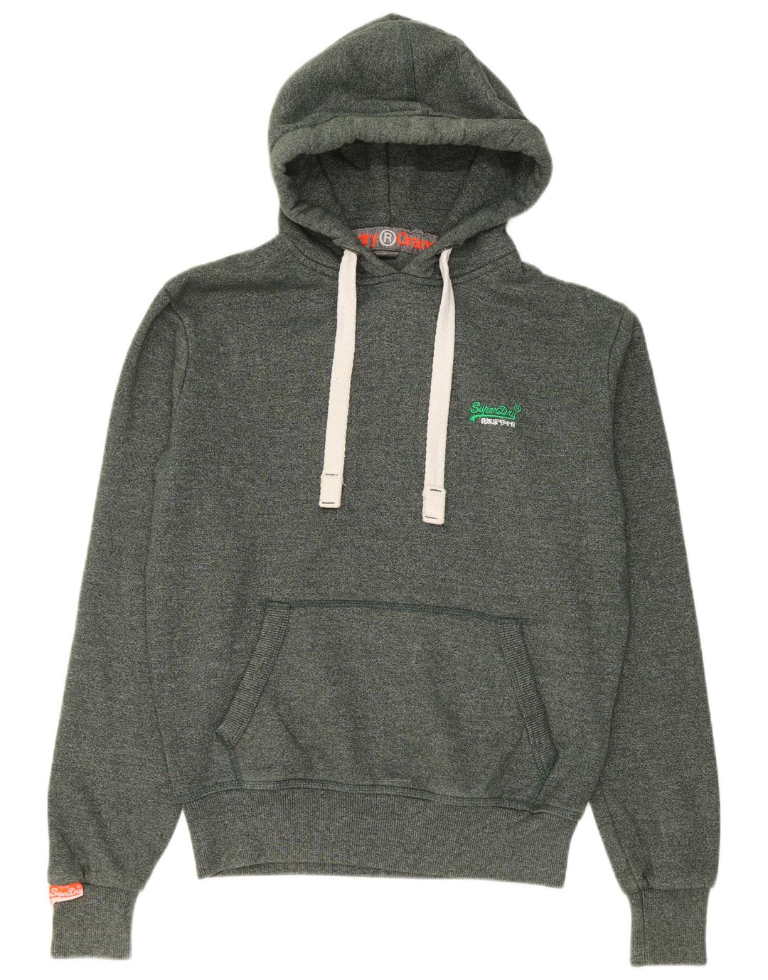 Superdry Herren-Kapuzenpullover aus mittelgrün gefleckter Baumwolle