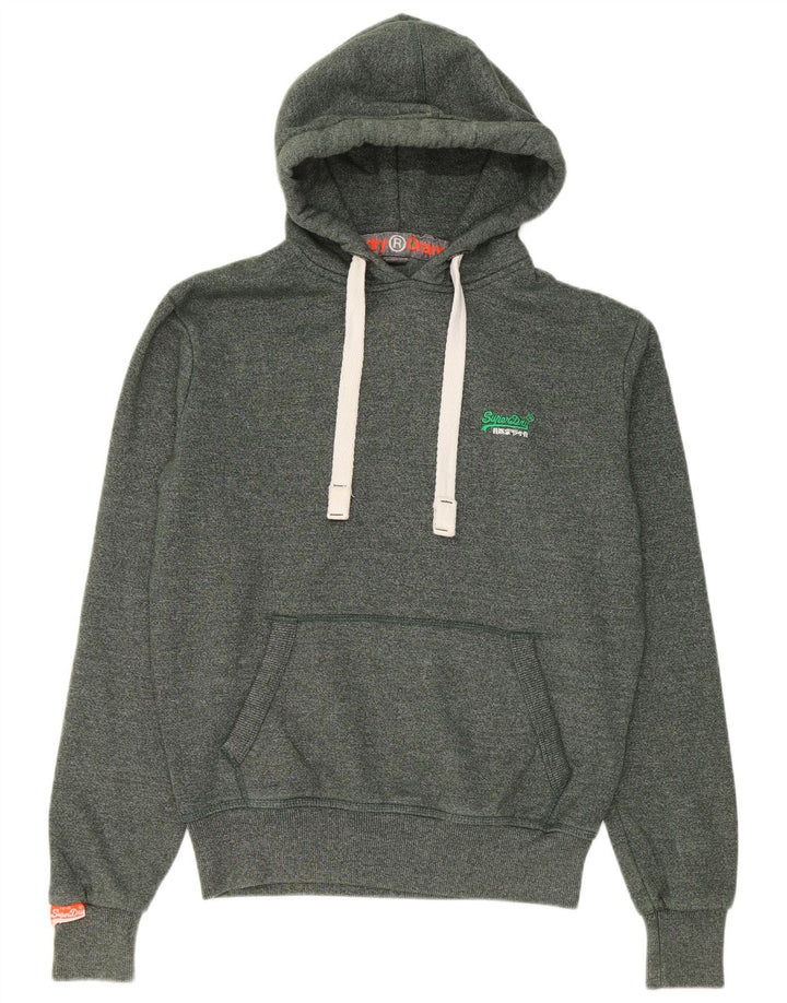Superdry Herren-Kapuzenpullover aus mittelgrün gefleckter Baumwolle