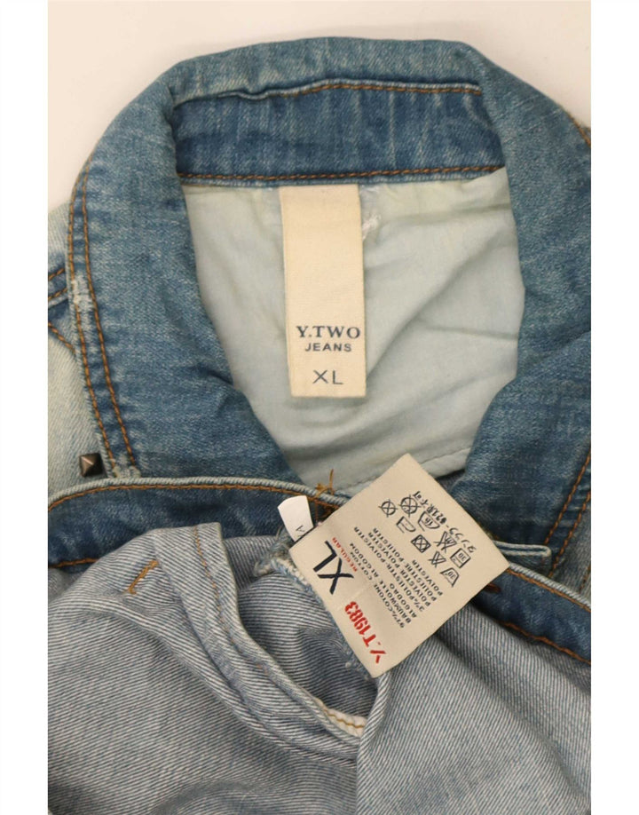 Vintage Herren Distressed Jeansjacke UK 42 XL Blaue Baumwolle