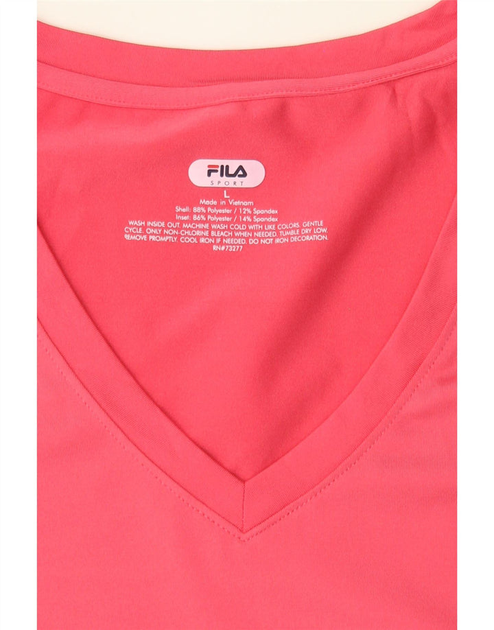 FILA Womens T-Shirt Top UK 14 Large Pink Colourblock Polyester Vintage Fila and Second-Hand Fila from Messina Hembry 