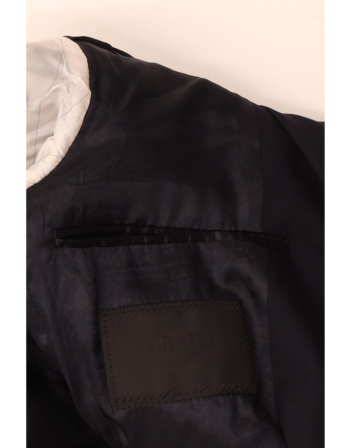 Prada Herren-Blazerjacke mit 2 Knöpfen, IT 48, mittelmarineblaue Wolle