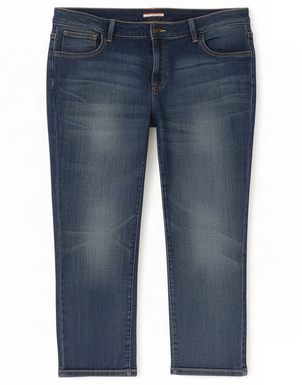 Tommy Hilfiger Damen-Cropped-Jeans US 12 Large W34 L25 Blaue Baumwolle