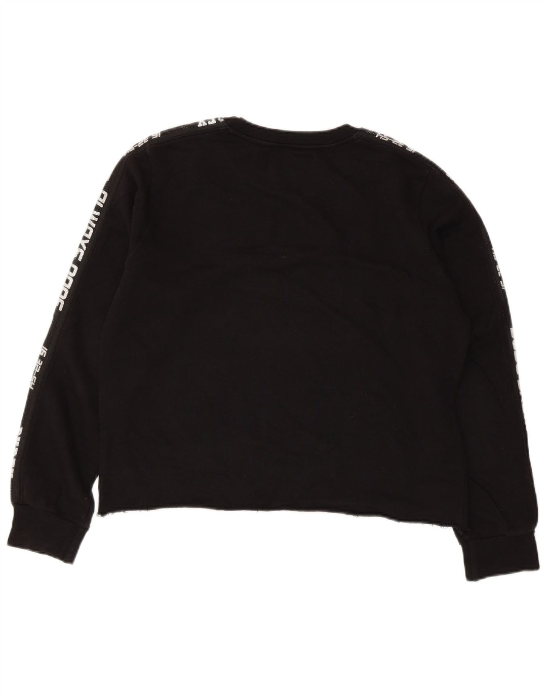 PYREX Damen Crop Graphic Sweatshirt Pullover UK 16 Large Schwarze Baumwolle