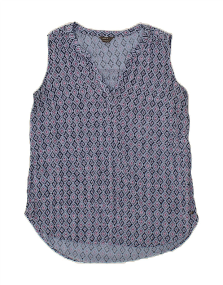 EDDIE BAUER Womens Sleeveless Blouse Top UK 10 Small Blue Argyle/Diamond Vintage Eddie Bauer and Second-Hand Eddie Bauer from Messina Hembry 