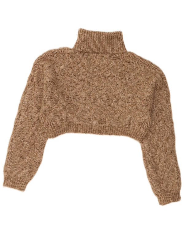 Zara Crop Rollkragenpullover für Mädchen, 11–12 Jahre, braunes Polyester