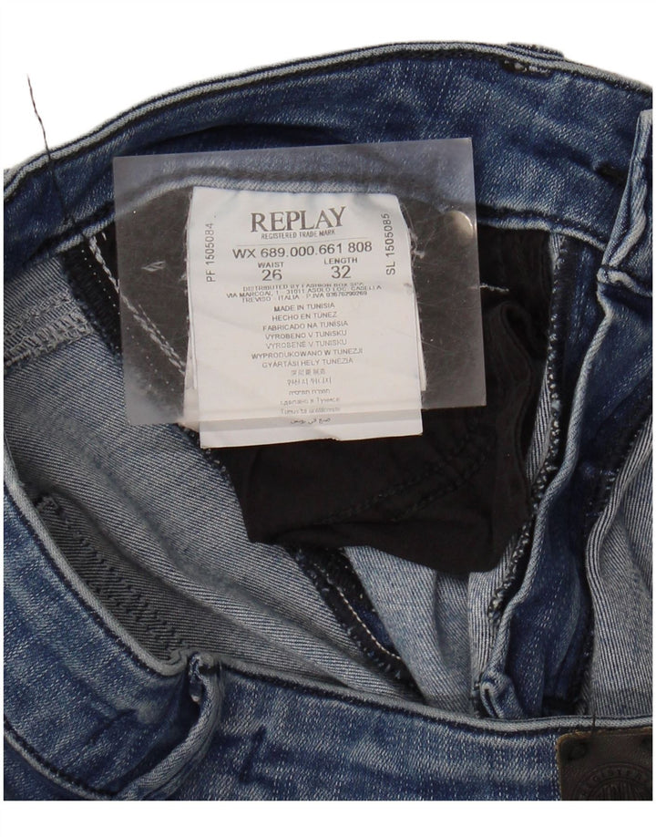 REPLAY Womens Skinny Jeans W26 L32 Blue Polyester