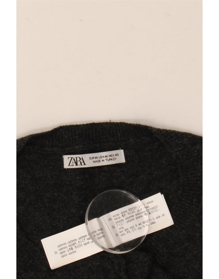 Zara Herren-Pullover mit Rundhalsausschnitt, mittlere schwarze Viskose
