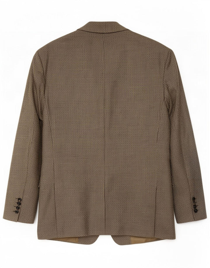 Vintage Herren 3-Knopf-Blazerjacke UK 42 XL Khaki Hahnentrittwolle
