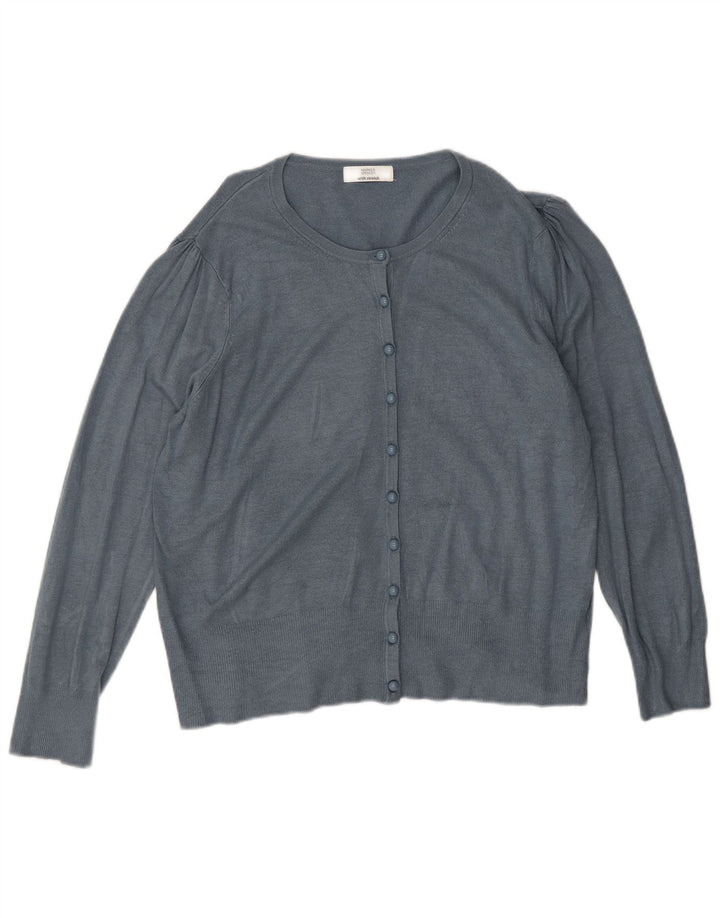 Marks & Spencer Damen Crop Cardigan Pullover UK 14 Große blaue Viskose