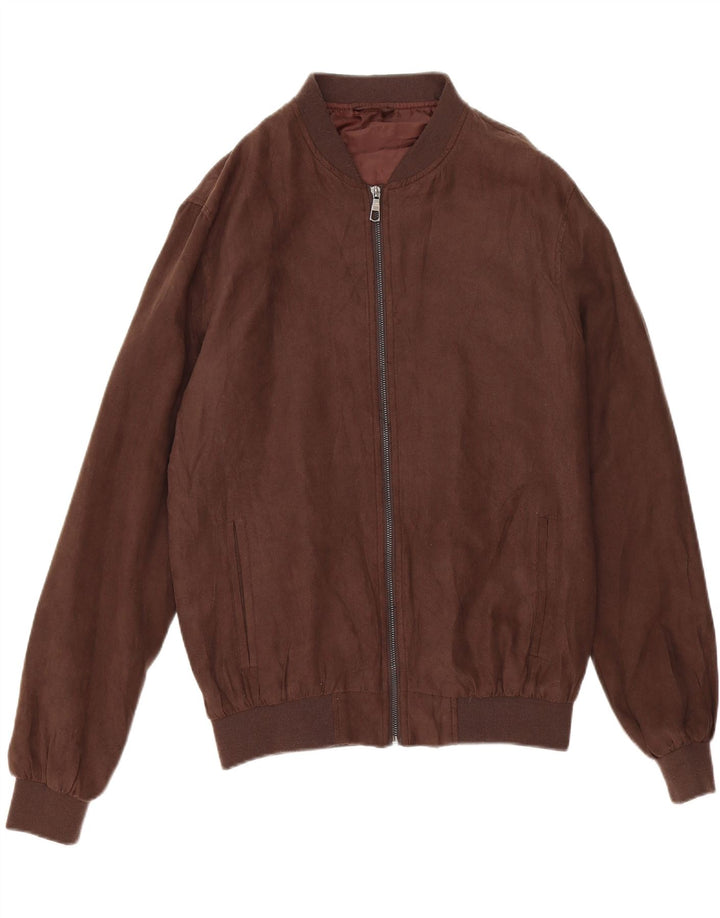 PIAZZA ITALIA Mens Bomber Jacket UK 40 Large Brown Polyester Vintage PIAZZA ITALIA and Second-Hand PIAZZA ITALIA from Messina Hembry 