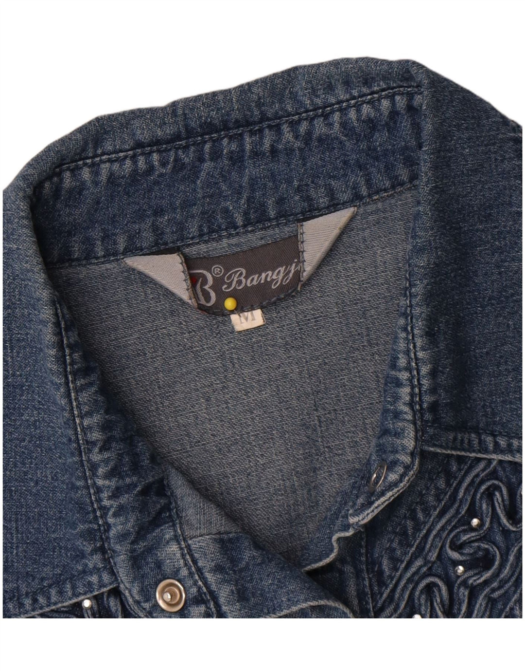 Vintage Damen Jeanshemd UK 14 Mittelblaue Baumwolle