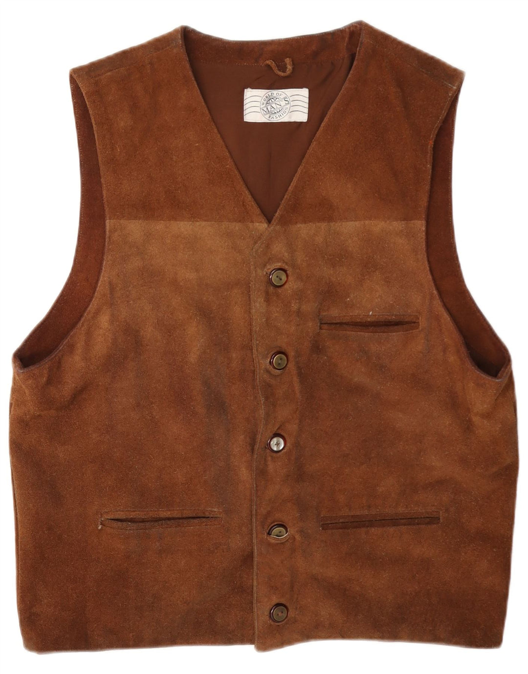 Vintage Herren Wildlederweste UK 40 Mittelbraunes Leder