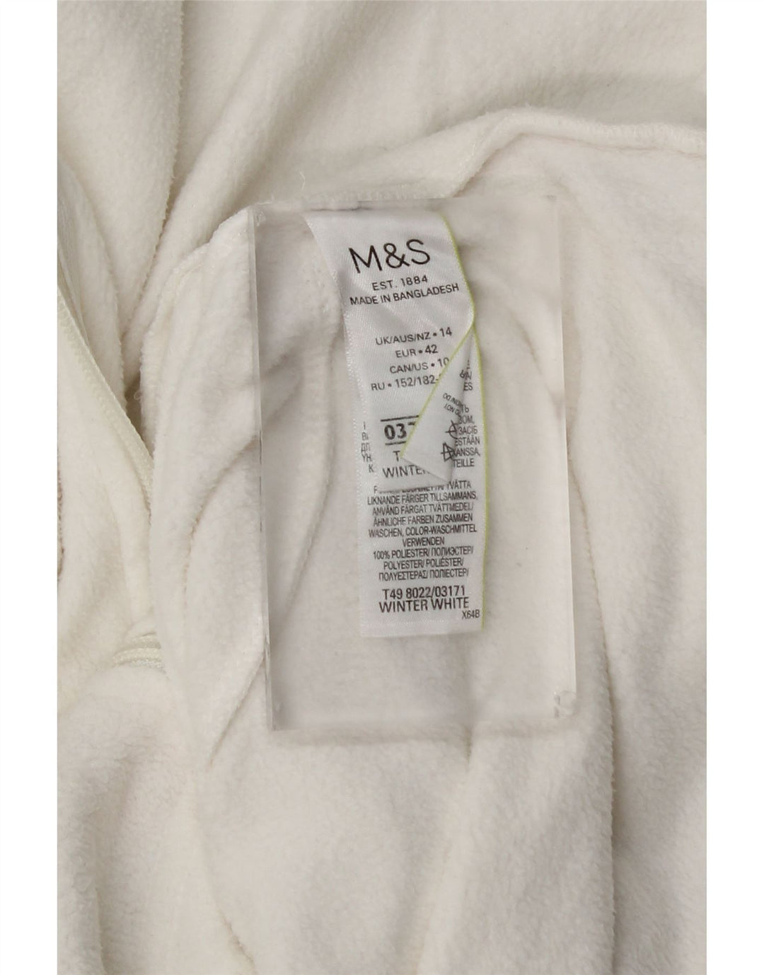 Marks & Spencer Damen Fleecejacke UK 14 Large Weiß Polyester