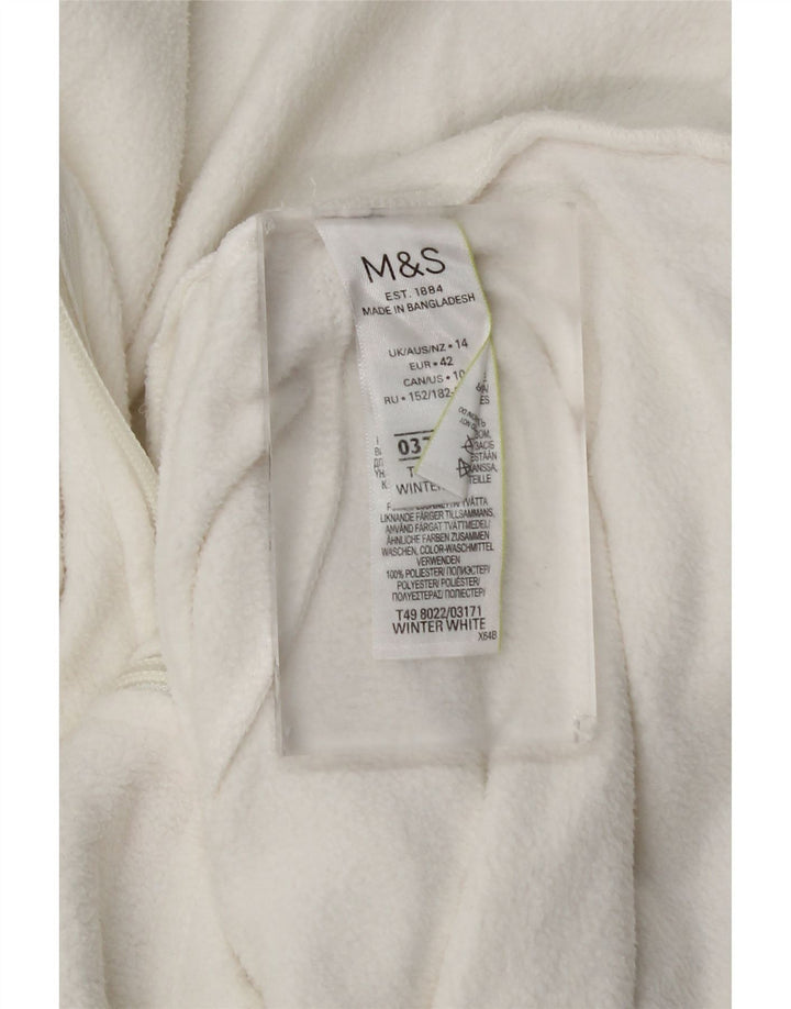 Marks & Spencer Damen Fleecejacke UK 14 Large Weiß Polyester