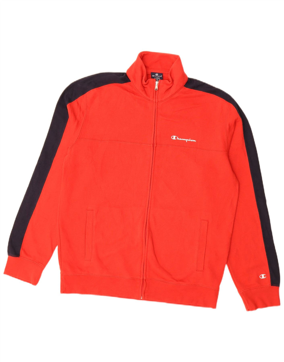 Champion Herren-Trainingsanzug-Top-Jacke, großes rotes Farbblock-Polyester