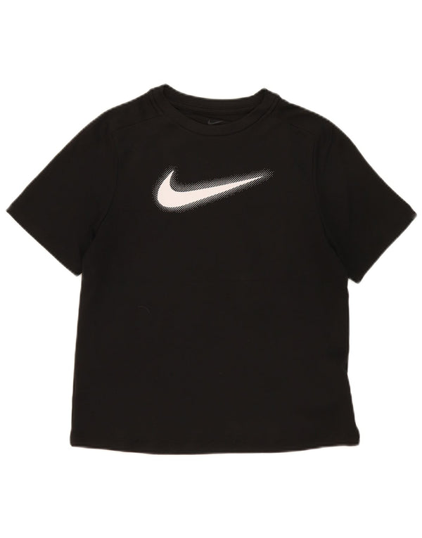 Nike Dri Fit Grafik-T-Shirt für Mädchen, 12–13 Jahre, Größe L, Schwarz, Polyester