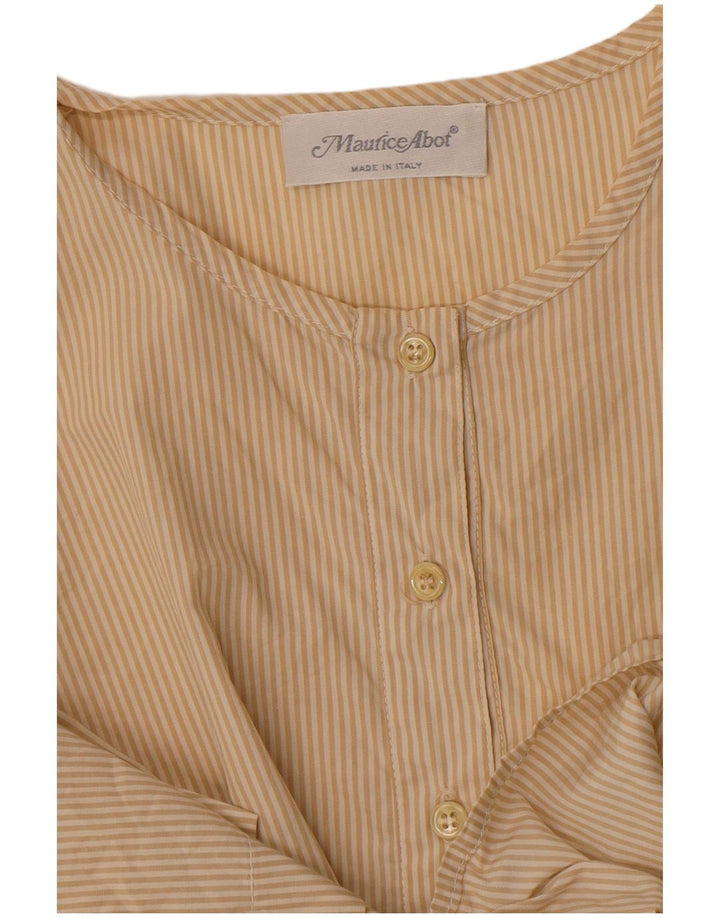 Maurice Abot Damen Kurzarm-Hemdbluse UK 14 Medium Beige Nadelstreifen