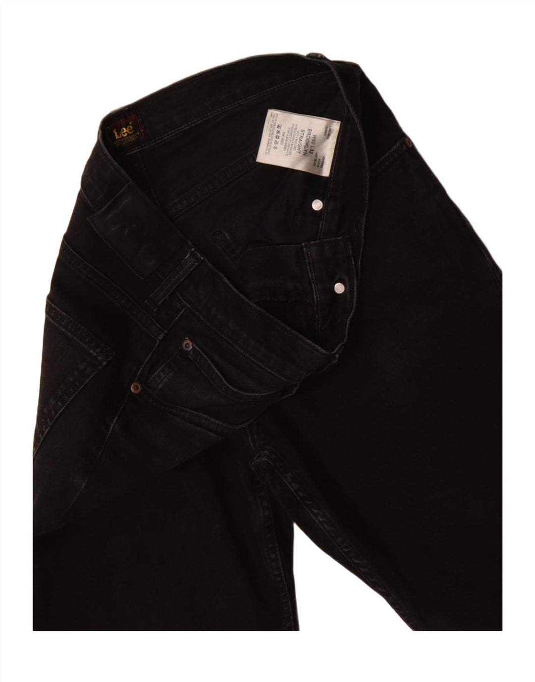 Lee Herren Brooklyn Straight Gerade Jeans W30 L32 Schwarze Baumwolle