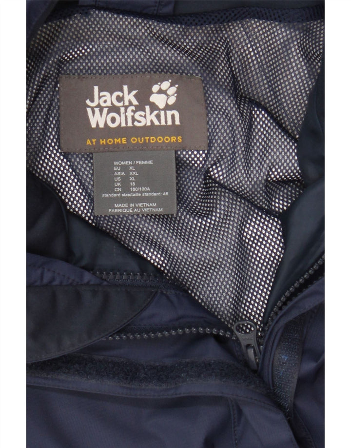 Jack Wolfskin Damen Regenjacke mit Kapuze UK 18 XL Marineblau Polyamid