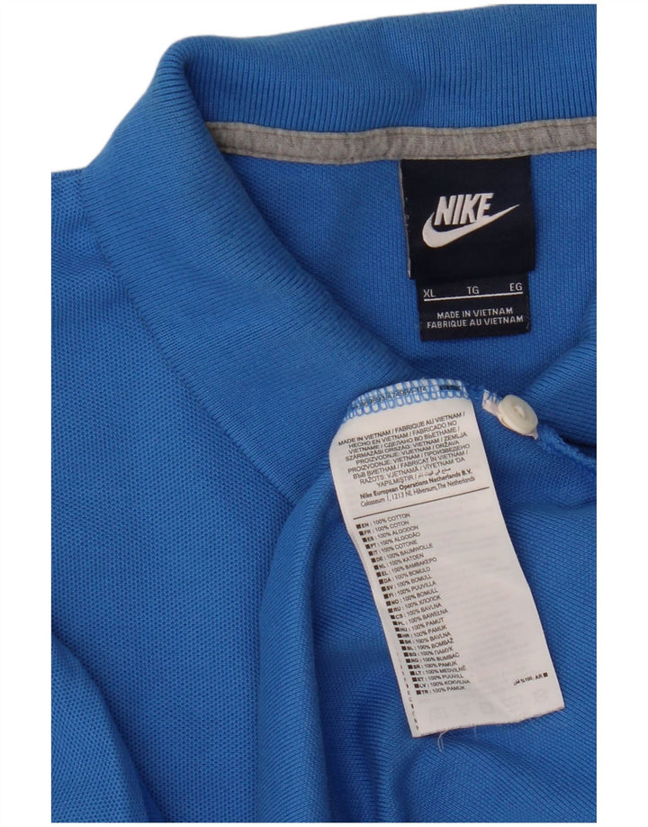Nike Herren-Poloshirt XL, blaue Baumwolle