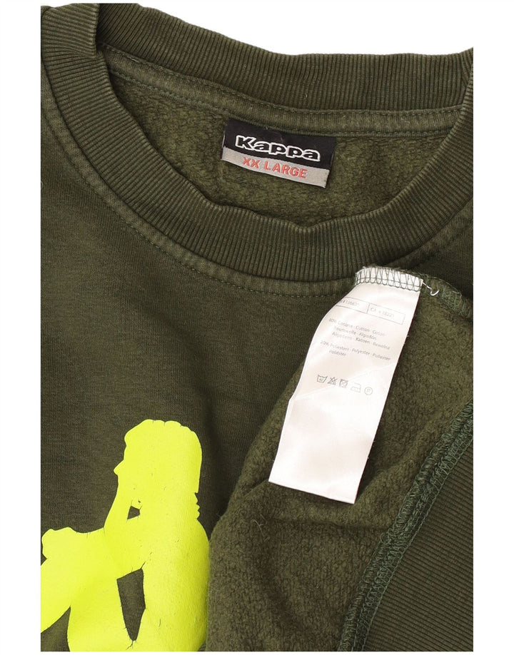 Kappa Herren Graphic Sweatshirt Pullover 2XL Khaki Baumwolle
