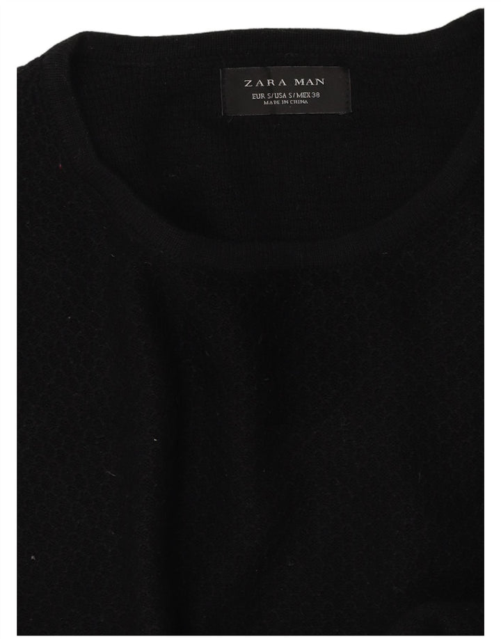 Zara Herren-Pullover mit Rundhalsausschnitt, Größe S, Schwarz