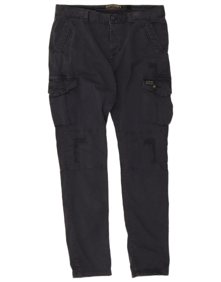 Superdry Damen Slim Cargohose UK 12 Medium W32 L30 Marineblau Baumwolle