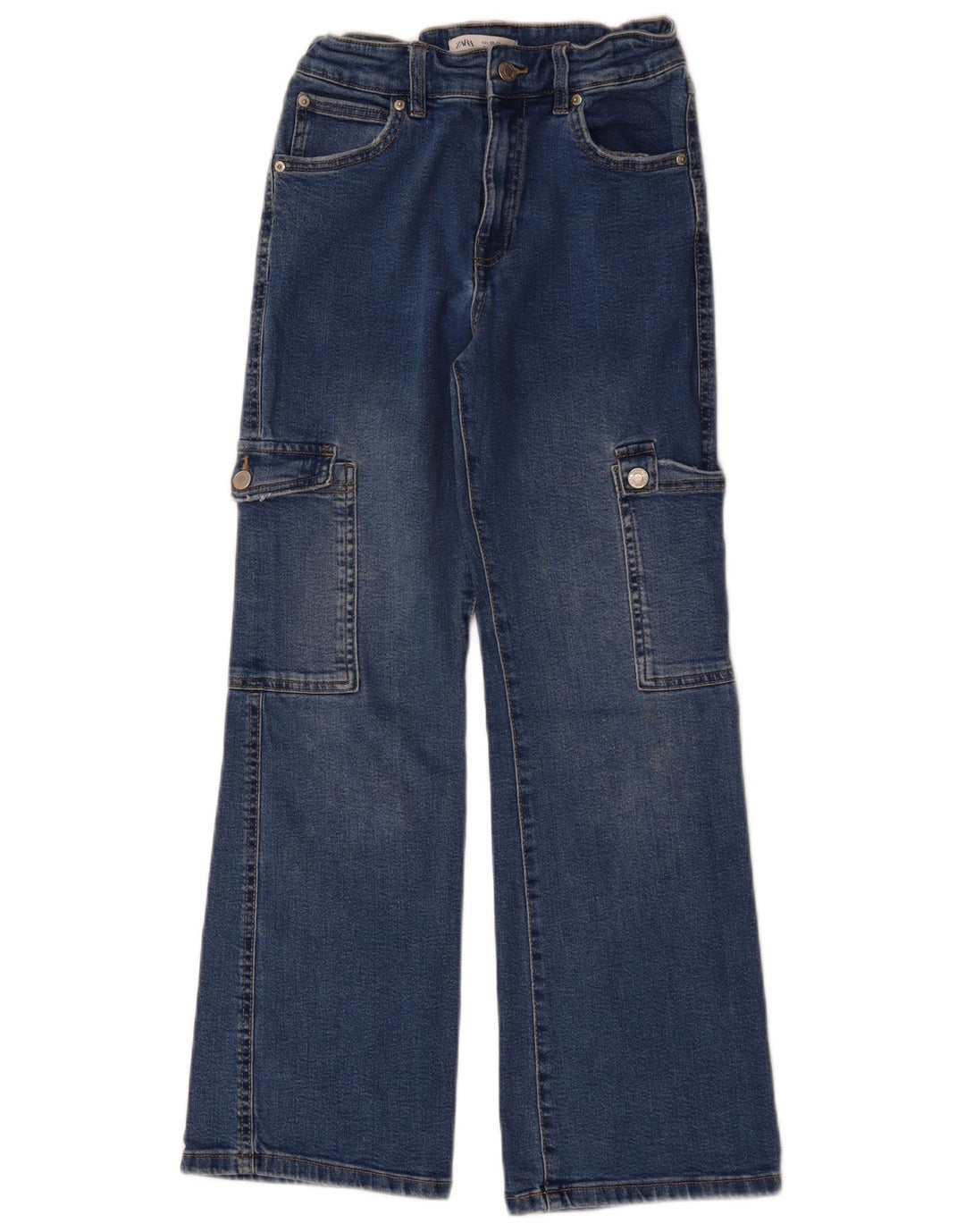 ZARA Jungen-Jeans mit hoher Taille und weitem Bein, 13–14 Jahre, W26 L28, blaue Baumwolle