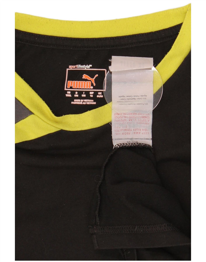 Puma Grafik-T-Shirt für Jungen, 15–16 Jahre, schwarzes Farbblock-Polyester