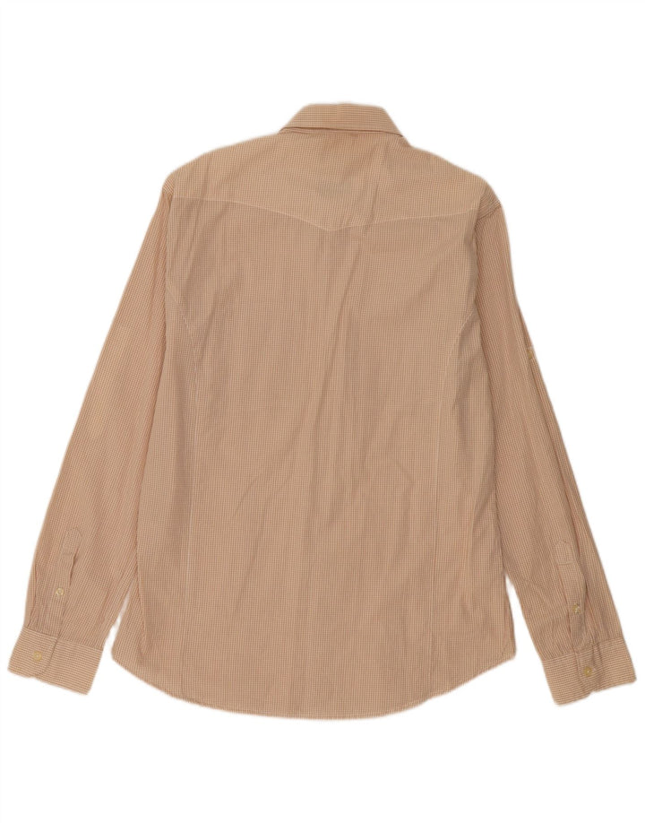 Carrera Herren-Slim-Fit-Hemd, groß, beige, Gingham-Baumwolle