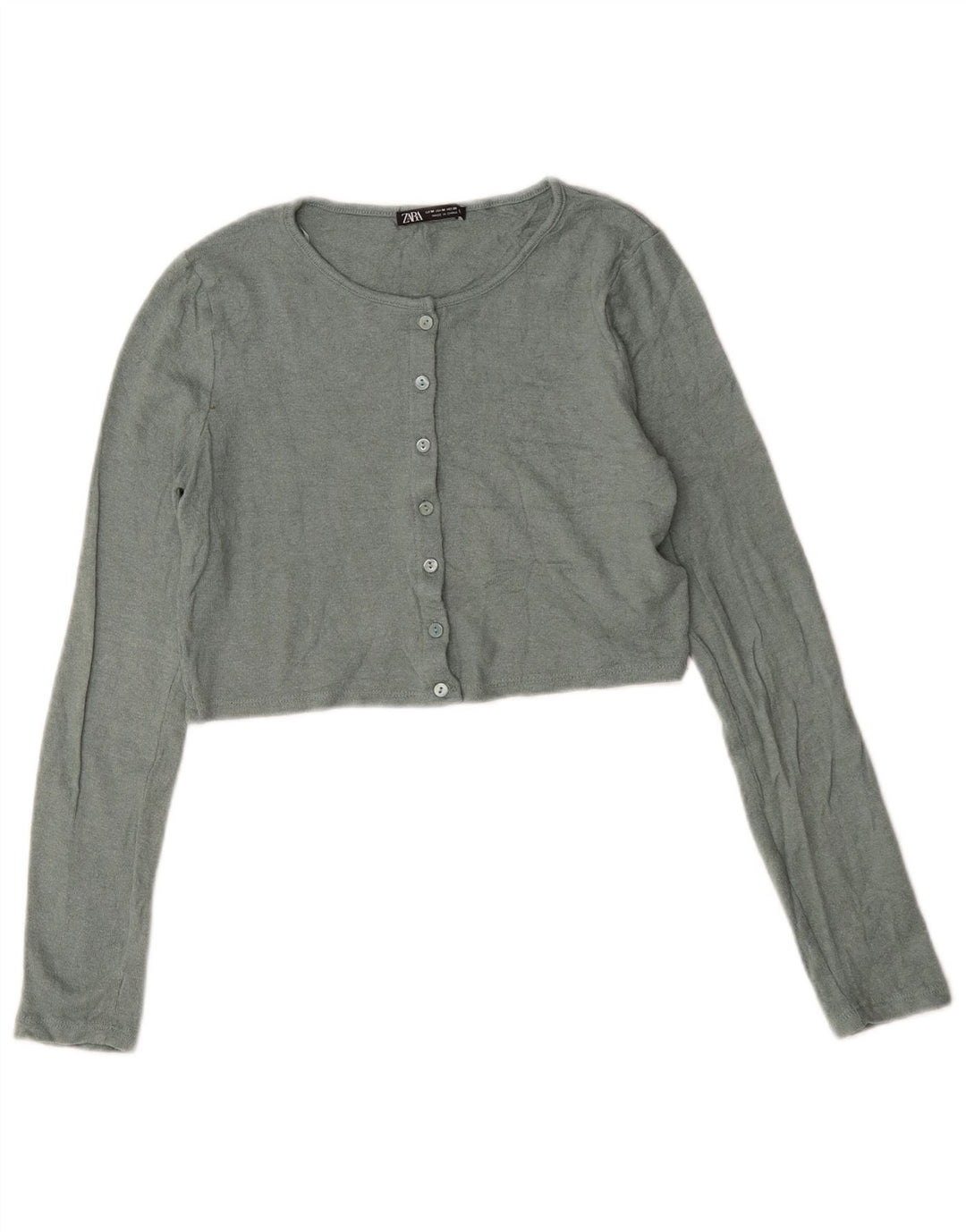 Zara Damen Crop Cardigan Pullover UK 12 Mittelgrüne Viskose